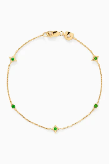 سوار بتصميم سلسلة بحلي شكل نجوم مرصعة بالكريستال فضة إسترلينية مطلية بالذهب عيار 18