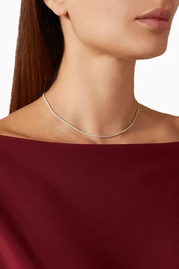 Tennis Chain Necklace in Rhodium-plated Brass