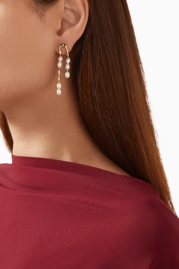 Pearl & Molten Drop Earrings in 18kt Gold-plated Sterling Silver