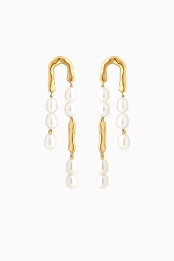 Pearl & Molten Drop Earrings in 18kt Gold-plated Sterling Silver