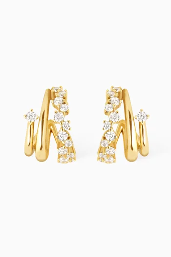 Spiral Crystal Hoop Earrings in 18kt Gold-plated Sterling Silver