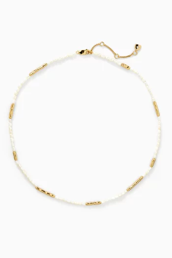 Pearl & Molten Necklace in 18kt Gold-plated Sterling Silver