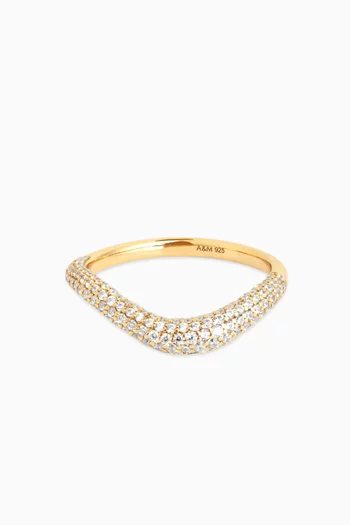 Wave Crystal Ring in 18kt Gold-plated Sterling Silver