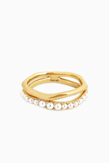 Molten Illusion Pearl Ring in 18kt Gold-plated Sterling Silver