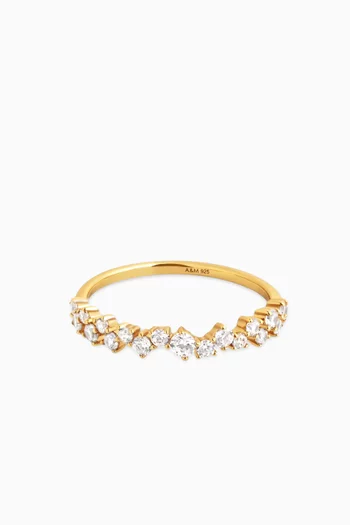 Scatter Band Crystal Ring in 18kt Gold-plated Sterling Silver