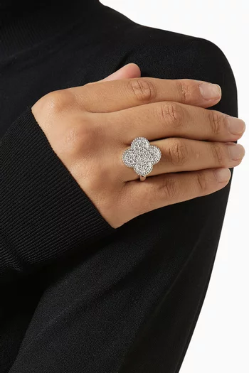 Unused Magic Alhambra Diamond Ring in 18kt White Gold, Size 54