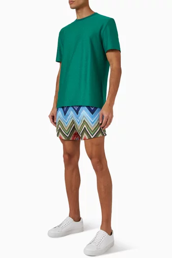 تي شيرت بنقشة خطوط متعرجة قطن بنفس اللون 