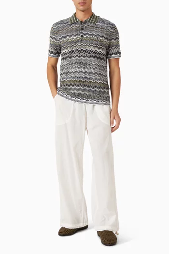 Chevron Pattern Knit Polo Shirt in Cotton