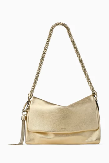 Callie Flap Shoulder Bag in Metallic Leather