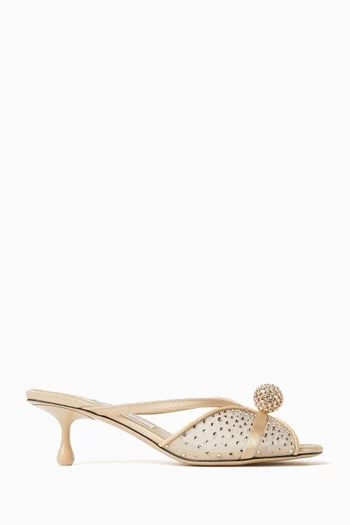 Siva 50 Crystal-embellished Mules in Mesh & Leather