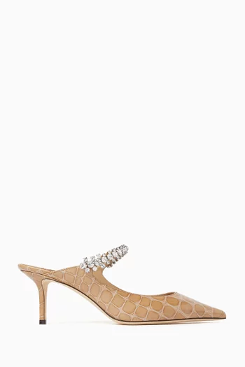 حذاء بينغ مفتوح من الخلف بكعب 65 مم جلد بنقشة جلد التمساح