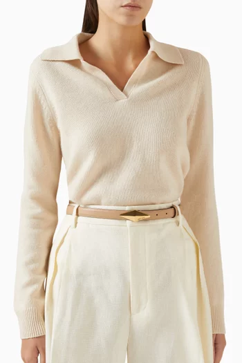 حزام بمشبك بتصميم ماسي جلد