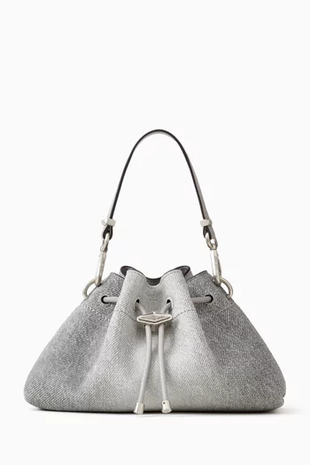 حقيبة كتف صغيرة برباط تضييق قطن تويل