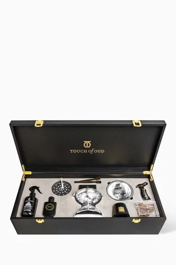 مجموعة هدايا عود رويال كريستال فضية، 8 قطع