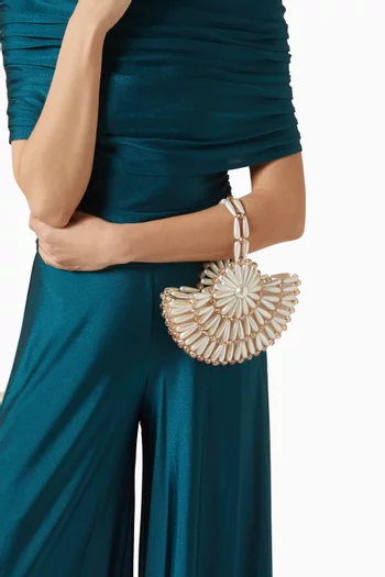 Small Selene Top-Handle Bag in Satin & Beads