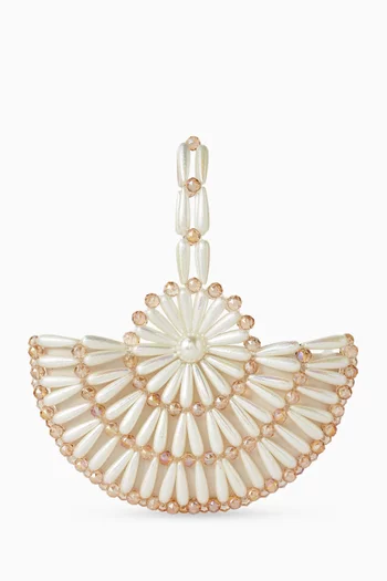 Small Selene Top-Handle Bag in Satin & Beads