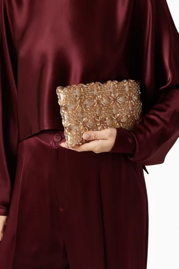 Rhea Clutch in Satin & Beads