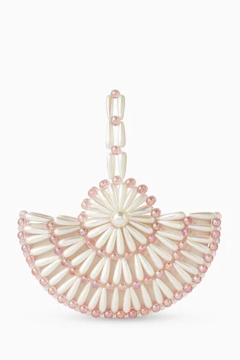 Small Selene Top-Handle Bag in Satin & Beads