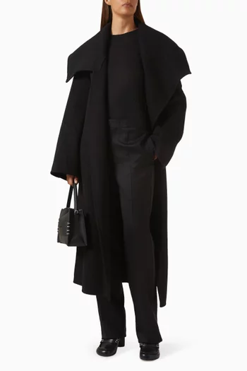 معطف طويل بتصميم ملفوف مزيج صوف