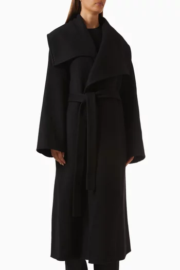 معطف طويل بتصميم ملفوف مزيج صوف