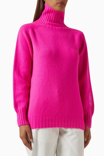 سترة منسوجة بياقة عالية صوف