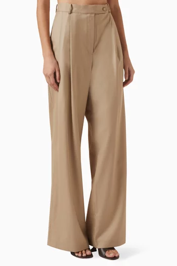 Pleated Wide-leg Pants in Wool-blend