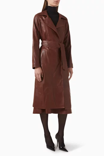 Yava Long Coat in Leather