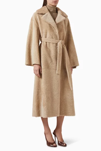 Rien Reversible Long Coat in Shearling & Leather