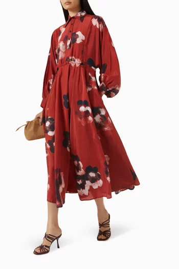 Printed Kaftan-style Dress in Silk