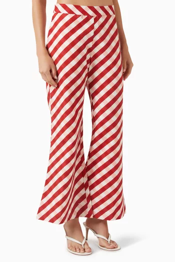 Gingham Flared Crop Pants in Cotton Blend