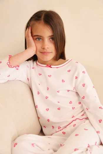 Heart Long Pyjama Set in Bamboo & Cotton