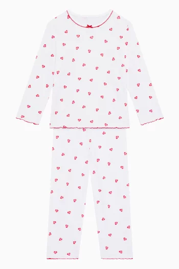 Heart Long Pyjama Set in Bamboo & Cotton