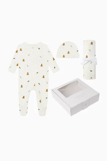 Brown Bear New Arrival Gift Set in Bamboo & Cotton