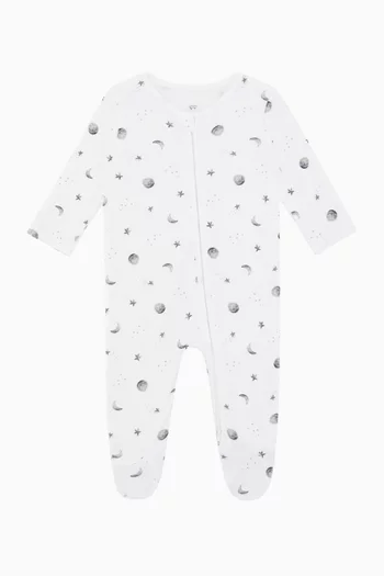 Starlit Moon Zip Sleepsuit in Bamboo & Cotton