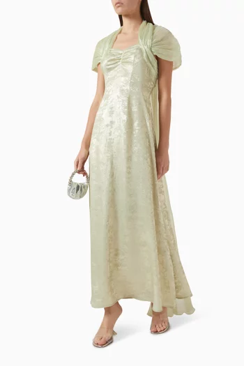 فستان بقصة على شكل حرف A كريب وأورجانزا