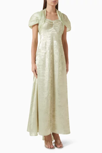 فستان بقصة على شكل حرف A كريب وأورجانزا