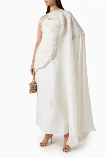 فستان طويل بزهور بارزة