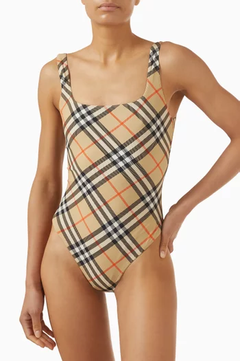 لباس سباحة سابينا قطعة واحدة بنقشة مربعات