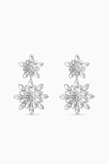 Flower Crystal Earrings in Silver-plated Brass