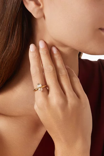 JC Pearl Cube Ring in Metal