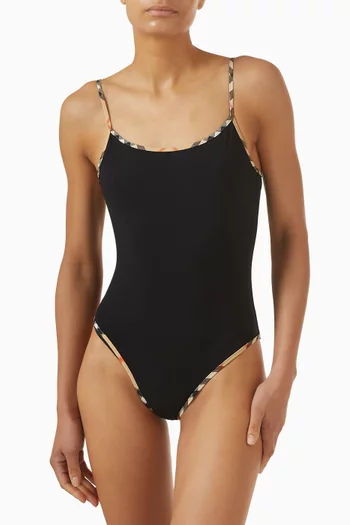 لباس سباحة سيلفيا قطعة واحدة بحواف بنقشة مربعات