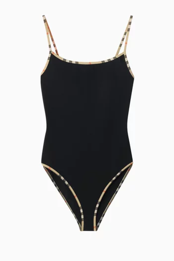 لباس سباحة سيلفيا قطعة واحدة بحواف بنقشة مربعات