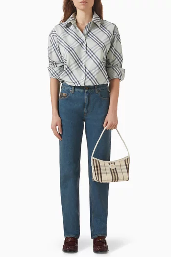 قميص إلارا بنقشة مربعات قطن