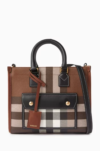 Mini Freya Tote Bag in Check Canvas