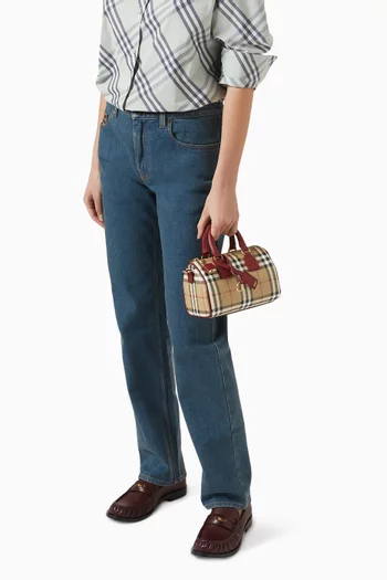 حقيبة بولينغ ميني قنب بنقشة مربعات