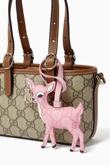 حلية حقيبة بتصميم غزال قماش بنقشة شعار حرفي GG