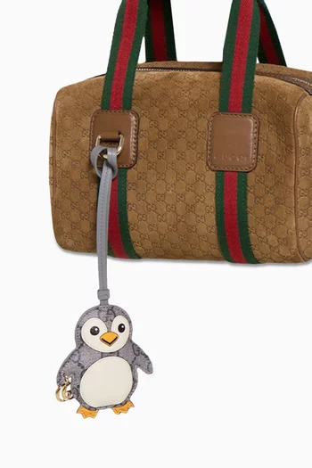 حلية حقيبة بتصميم بطريق قماش بنقشة شعار حرفي GG