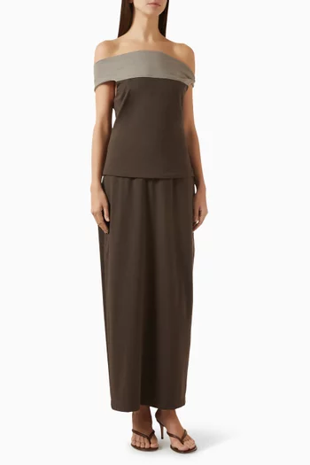 طقم بلوزة بلونين وتنورة قطن