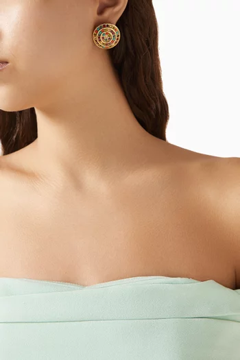 1980s Vintage Colourful Round Earrings