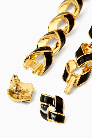 1990s Vintage Enamel Necklace & Earrings Set